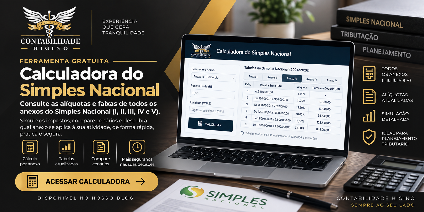 Calculadora do Simples Nacional - Contabilidade Higino